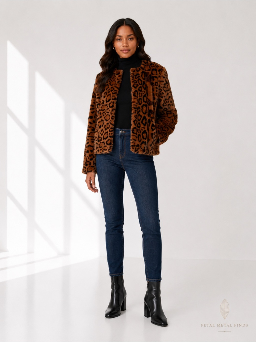 Sezane Cleo Brown Leopard Animal Print Faux Fur Coat NWT Size 4